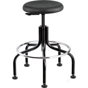 Bevco 3600-P Polyurethane Shop Stool - Black with Black Steel Base - 23-28"H - Versa Series