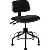 Bevco 4201-V Vinyl Stool - Black with Black Steel Base - Footring - 20-25"H - Westmound Series