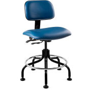 Bevco 4201-V Vinyl Stool - Blue with Black Steel Base - Footring - 20-25"H - Westmound Series