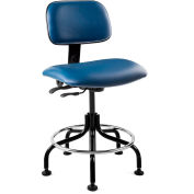 Bevco 4202-V Vinyl Stool - Blue with Black Steel Base - Footring - 20-25"H - Westmound Series