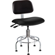 Bevco 4211-V Vinyl Stool - Black with Chrome Steel Base - Footring - 20-25"H - Westmound Series