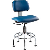 Bevco 4211-V Vinyl Stool - Blue with Chrome Steel Base - Footring - 20-25"H - Westmound Series
