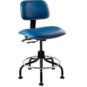 Bevco 4601-V Vinyl Stool - Blue with Black Steel Base - Footring - 25-30"H - Westmound Series