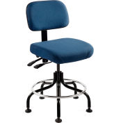 Bevco 5601-F Fabric Stool - Navy with Black Steel Base - Footring - 25-30"H - Doral Series