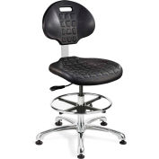BEVCO 7501D Deluxe Task Stool With Plastic Stool Polyurethane Black 