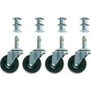 Bevco CAR4-2I Single 2" Rubber Wheel Casters, Set of 4, for Model 1411