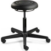 Bevco J3000-BLK ErgoLux Jr Backless Stool, Black Polyurethane Seat, Black Nylon Base