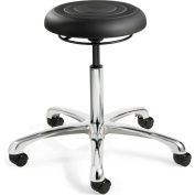 Bevco J3350-BLK ErgoLux Jr Backless Stool, Black Polyurethane Seat, Aluminum Base