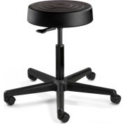 Bevco S3000-BLK ErgoLux Backless Stool, Black Polyurethane Seat, Black Nylon Base