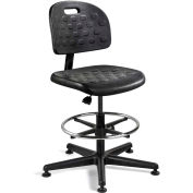 Bevco Polyurethane Office Stool - Mid-Height with Glides and Footring - Black - Breva Series