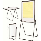 MasterVision Folds-to-a-Table Melamine Dry-Erase Footbar Easel, Black Aluminum Frame, 28.5" X 38"
