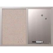 MasterVision Combo Silver Dry-Erase & Gray Fabric Bulletin Board, 18" X 24", Black Frame