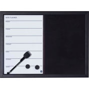 MasterVision Magnetic Combo Week Planner, Dry-Erase & Black Felt Board, 18" X 24" Black Frame