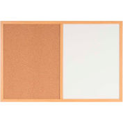 MasterVision Maya Combo Board, Melamine Dry-Erase and Cork, 24" X 36", Oak Frame