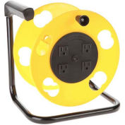 Bayco® Add-A-Cord Quad Tap Cord Reel W/Circuit Breaker SL-2000PDQ, Yellow