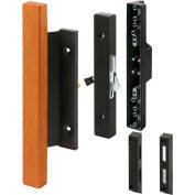 Prime-Line C 1105 Sliding Glass Door Handle Set With Wood Handle, Black Aluminum
