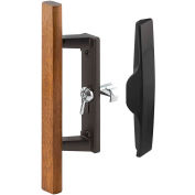 Prime-Line C 1259 Sliding Glass Door Handle Set, 3-15/16", Diecast & Wood, Hook Style, Internal Lock