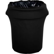 Embrace™ Polyester Spandex Cover for Round 32 Gallon Trash Can, Black - EMB5026WC35014