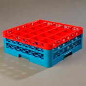 Carlisle RG25-2C410 - Opticlean™ 25-Compartment Glass Rack W/ 2 Extenders, Red-Carlisle Blue - Pkg Qty 3