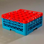 Carlisle RG25-3C410 - Opticlean™ 25-Compartment Glass Rack W/ 3 Extenders, Red-Carlisle Blue - Pkg Qty 2