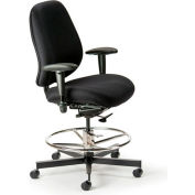 Cortech USA 24/7 Extreme Heavy Duty Stool with 1A Arms- Black Interweave Fabric