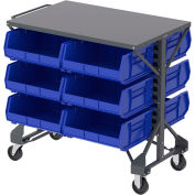 Akro-Mills Shelf-Top Bin Cart - 38-1/2 x24x36-1/2" - (12) 16-1/2 x14-3/4 x7" Bins - Blue