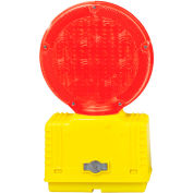 Cortina Solar Barricade Light, Yellow Body, Red Lens, 03-10-RSBL - Pkg Qty 4