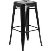 Flash Furniture Backless Barstool - Metal - Square - Black - Pkg Qty 4
