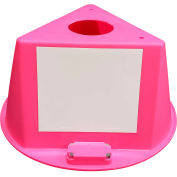Inventory Control Cone, 3 Sided with Magnets & Dry Erase Decals - Hot Pink