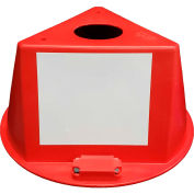 Inventory Control Cone, 3 Sided with Magnets & Dry Erase Decals - Red