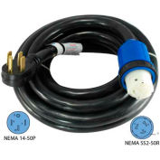 Conntek 14455-25, 25', 50A, 6/3 + 8/1 STW, RV Detachable Power Cord with NEMA 14-50P to NEMA SS2-50R