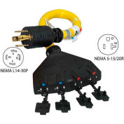Conntek 20611-018, 1.5', 30A, Generator Power Cord with NEMA L14-30P to 5-15/20R*4
