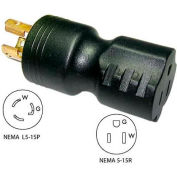 Conntek 30120, 15 to 15-Amp Locking Adapter with NEMA L5-15P to 5-15R, Black