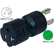 Conntek 30123-BK, 20 to 15/20-Amp Generator Locking Adapter with NEMA L5-20P to 5-15/20R, Black