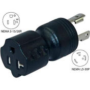 Conntek 30126-BK, 30 to 15/20-Amp Generator Locking Adapter with NEMA L5-30P to 5-15/20R, Black
