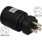 Conntek 30221-BK, 15 to 20-Amp Locking Adapter with NEMA 5-15P to L5-20R, Black