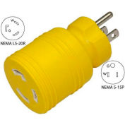 Conntek 30221-YW, 15 to 20-Amp Locking Adapter with NEMA 5-15P to L5-20R, Yellow