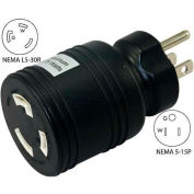 Conntek 30222-BK, 15 to 30-Amp Locking Adapter with NEMA 5-15P to L5-30R, Black