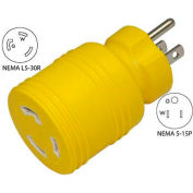 Conntek 30222-YW, 15 to 30-Amp Locking Adapter with NEMA 5-15P to L5-30R, Yellow