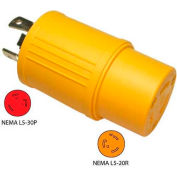 Conntek 30224-YW, 30 to 20-Amp Generator Locking Adapter with NEMA L5-30P to L5-20R, Yellow