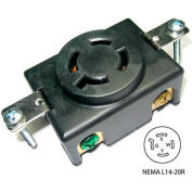 Conntek 80615, 20A 4-Prong Locking Single Flush Receptacle w/ NEMA L14-20R Female End, 3 Pole-4 Wire