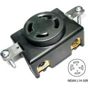 Conntek 80619, 30A 4-Prong Locking Single Flush Receptacle w/ NEMA L14-30R Female End, 3 Pole-4 Wire