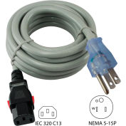 Conntek 8F515LC13, 15A, Power Supply Cord with Push Lock, NEMA 5-15P to IEC C19