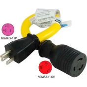 Conntek P515L530, 15 to 30-Amp Locking Generator Adapter with NEMA 5-15P to L5-30R, Yellow