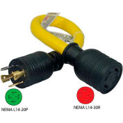 Conntek PL1420L1430, 20 to 30-Amp Generator Locking Adapter with NEMA L14-20P to L14-30R, Yellow
