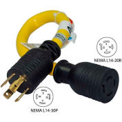 Conntek PL1430L1420, 30 to 20-Amp Generator Locking Adapter with NEMA L14-30P to L14-20R, Yellow