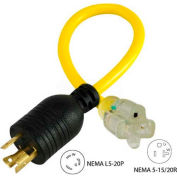 Conntek PL520520 1-Feet 20A to 15/20A Locking Generator Adapter, Yellow