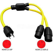 Conntek YL530530, 3', 30A, Generator Y Adapter with NEMA L5-30P to L5-30R*2, Yellow