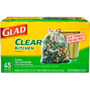 Glad® Recycling Tall Kitchen Drawstring Trash Bags - Clear, 13 Gallon, 0.9 Mil, 45/Box - 78543