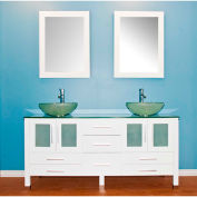 Cambridge Plumbing White Emerald 71" Double Sink Vanity Set W/Polished Chrome Faucets